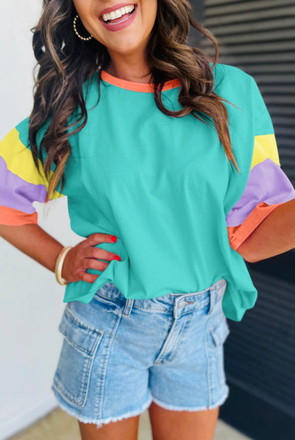 Blue Color Block Shirt