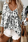 Black Leopard Print V Neck