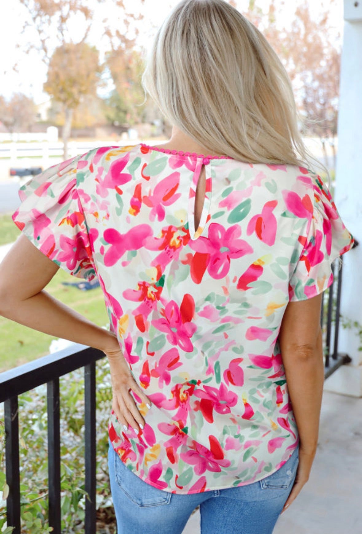 Rose Floral Print Blouse